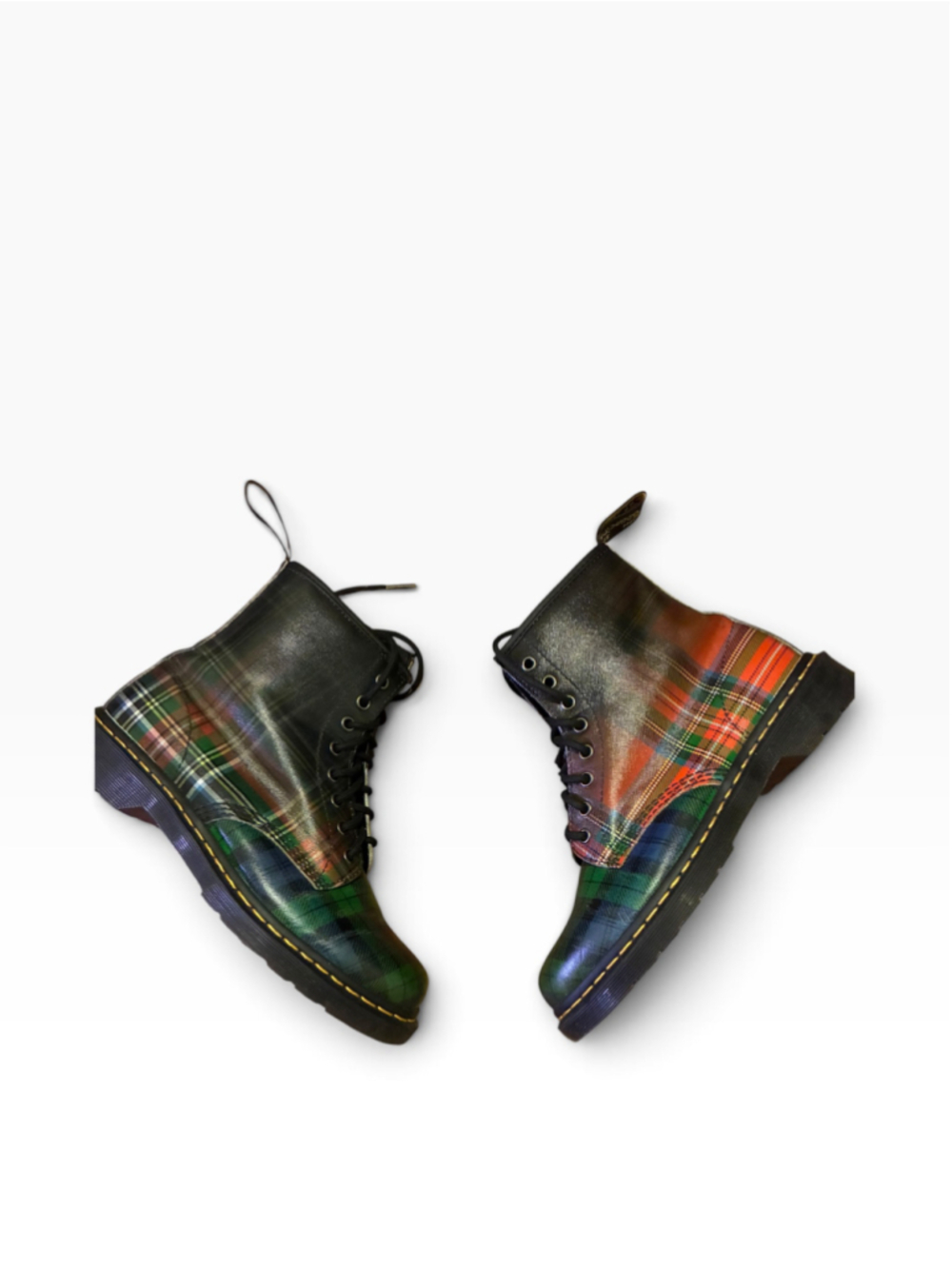 Women's Dr. Martens 1460 Tartan Combat Boots Size 10 Black Green